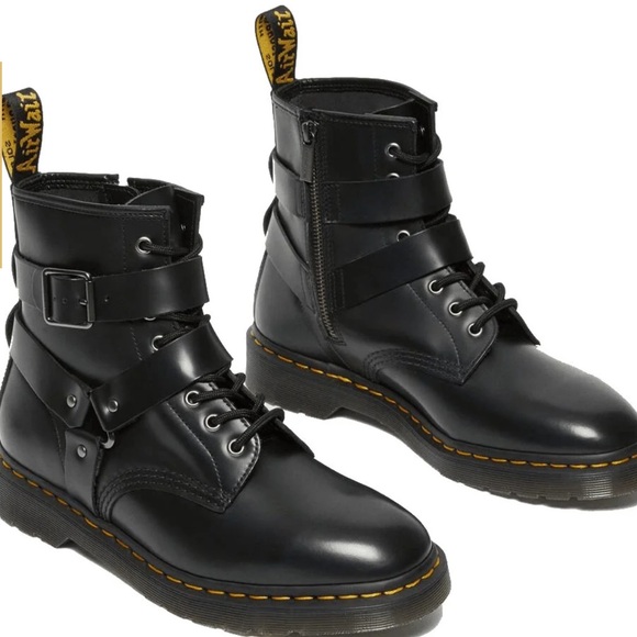 Dr. Martens Shoes - Dr. Martens Leather Harness Lace Up Boots